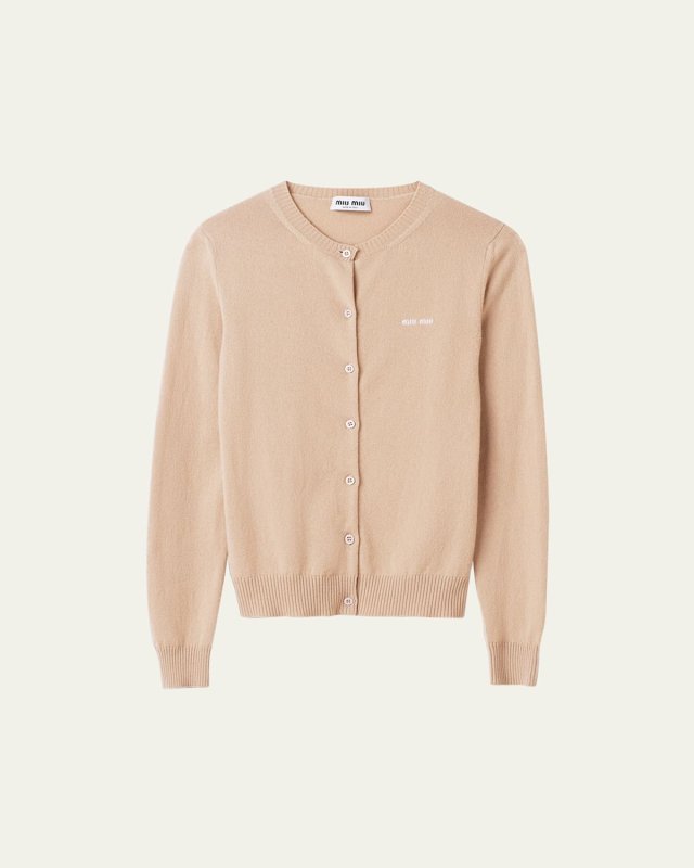 Intarsia Logo Cashmere Cardigan